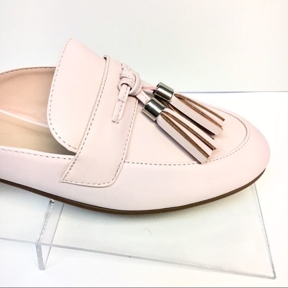 Blush Pink Tassel Mules In Faux Leather - Picture 5 of 8